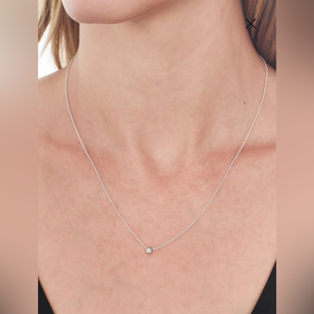 Bony Levy Petite Bezel Diamond Solitaire Necklace New